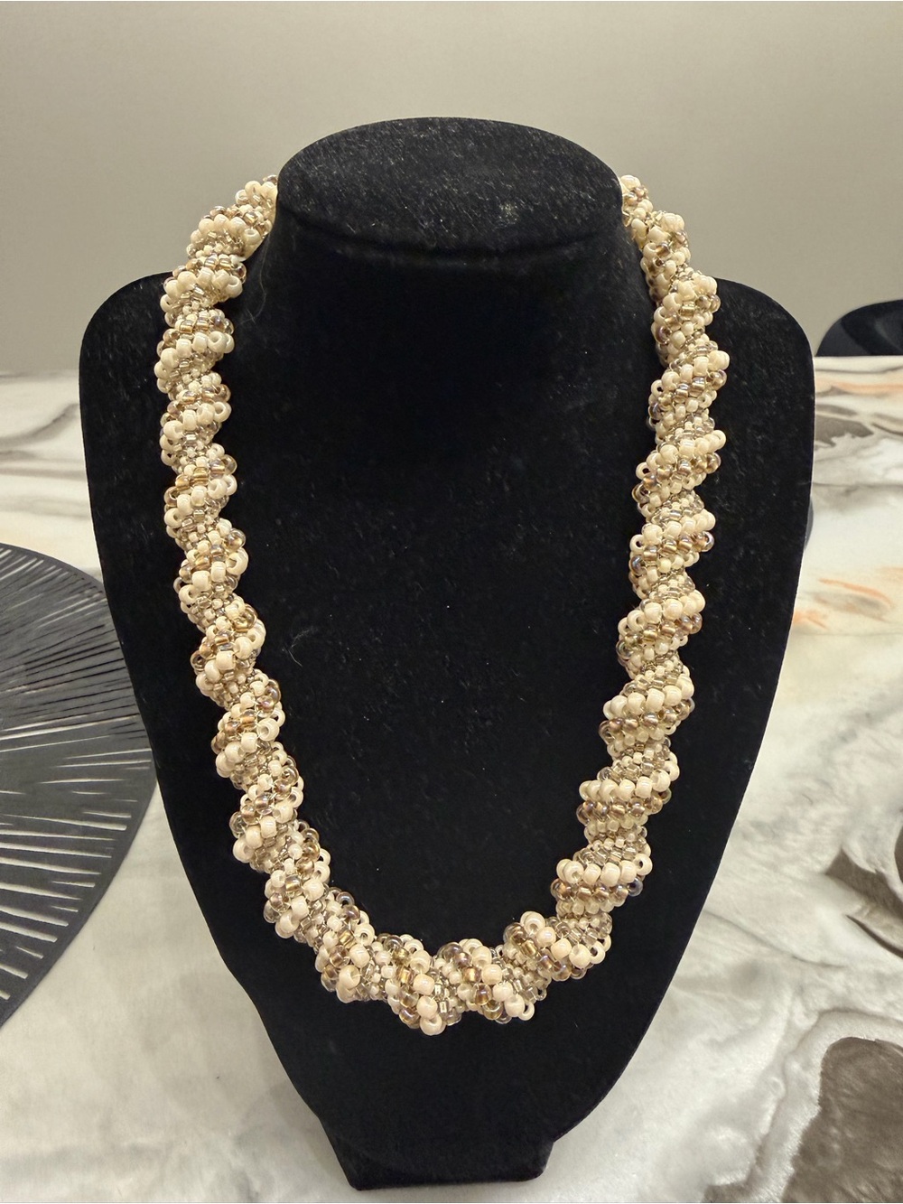 Twisted Cream Beaded Rope Necklace - Women Jewelry